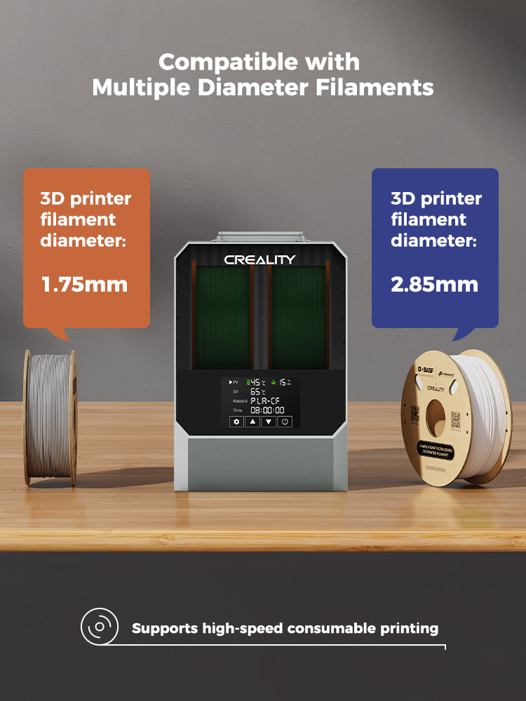 Creality Space Pi Sécheur de filament Plus, Boîte de séchage de filament pour imprimante 3D (2 bobines), Chauffage rapide à 360° avec écran LCD, Séchage en une touche pour PLA, PETG