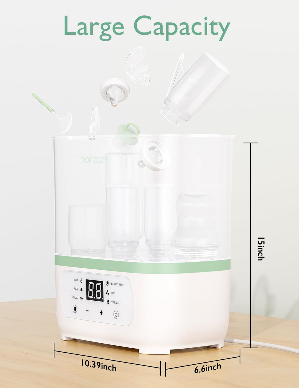 Momcozy Stérilisateur-sécheur électrique à vapeur 8-en-1 pour biberons, Multifonction, Unité unique, Cadeaux pour maman