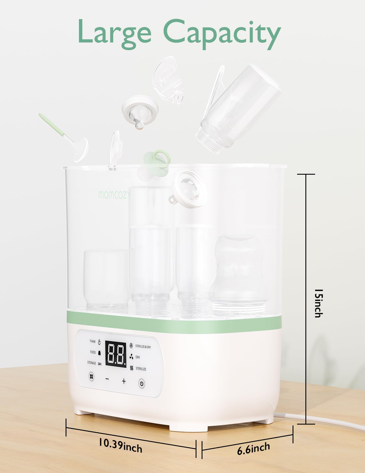 Momcozy Stérilisateur-sécheur électrique à vapeur 8-en-1 pour biberons, Multifonction, Unité unique, Cadeaux pour maman