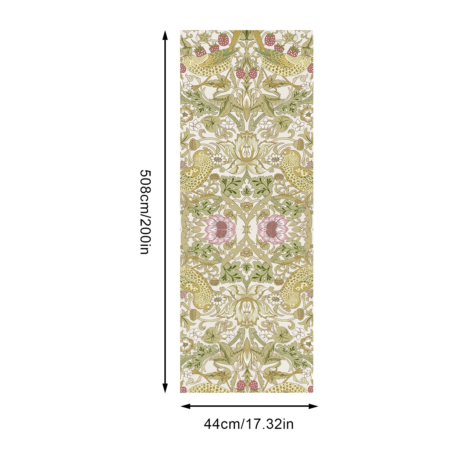 Papier Peint Autocollant Murgall Motif Oiseaux et Fraises Blanc 44x508cm 1 Rouleau