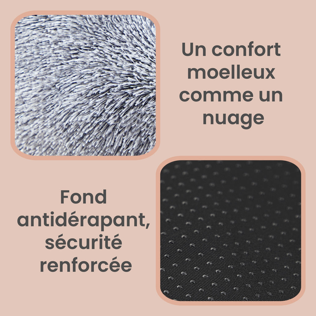 JOYFURNOS Lit pour cage de chien en forme de donut doux et apaisant avec housse amovible et lavable, Gris foncé, 70 x 20 cm