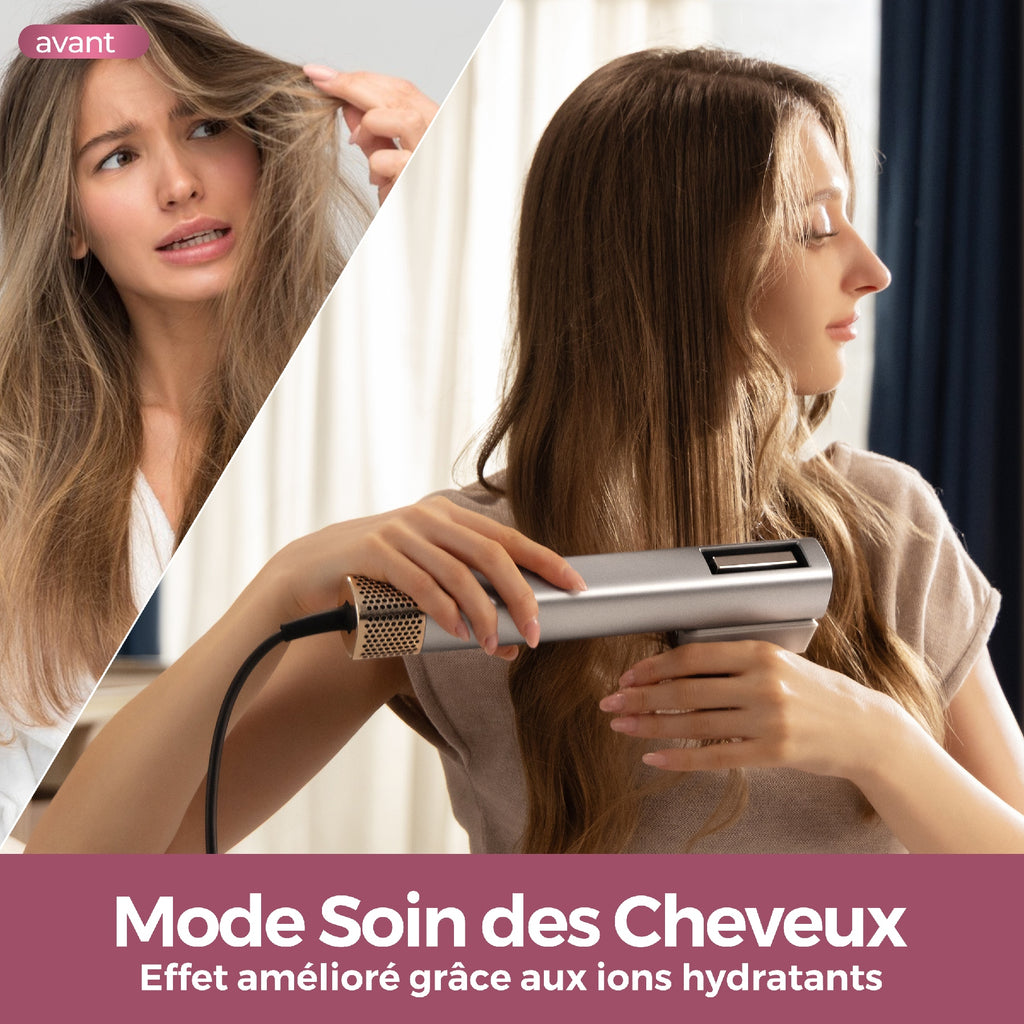 Lecomely Sèche-cheveux haute vitesse hydro-ionique, soin capillaire renforcé pendant séchage rapide, tout-en-un pour coiffage qualité salon, compact et adapté aux voyages