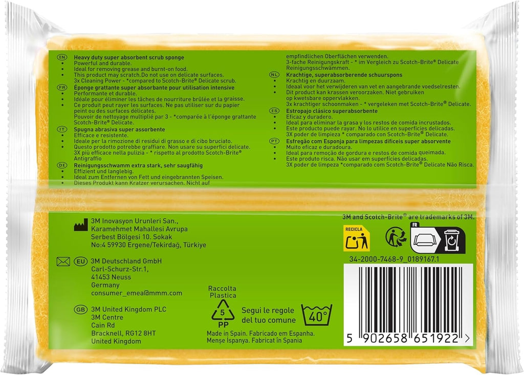 SCOTCH BRITE Classic Éponges grattantes super absorbantes double face 4 éponges