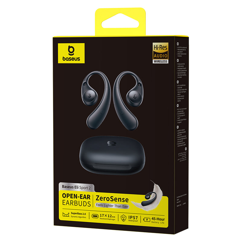 Baseus Eli Sport 2 Écouteurs de sport sans fil ouverts - noir cosmique