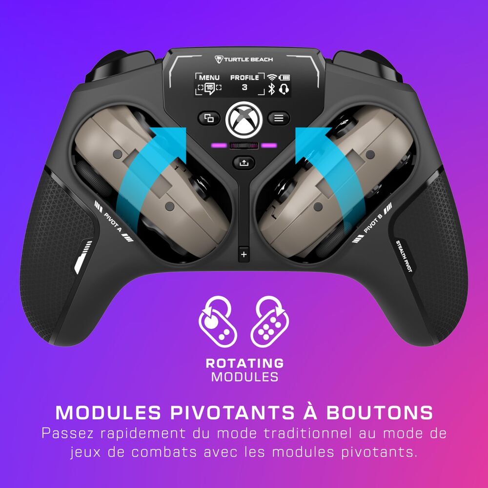 TURTLE BEACH Stealth Pivot Manette Sans Fil 2.4GHz, Bluetooth & Filaire - Modules de Stick de Combat Rotatifs, Joysticks à Effet Hall, Écran de Contrôle, Batterie 20h - Windows 10/11
