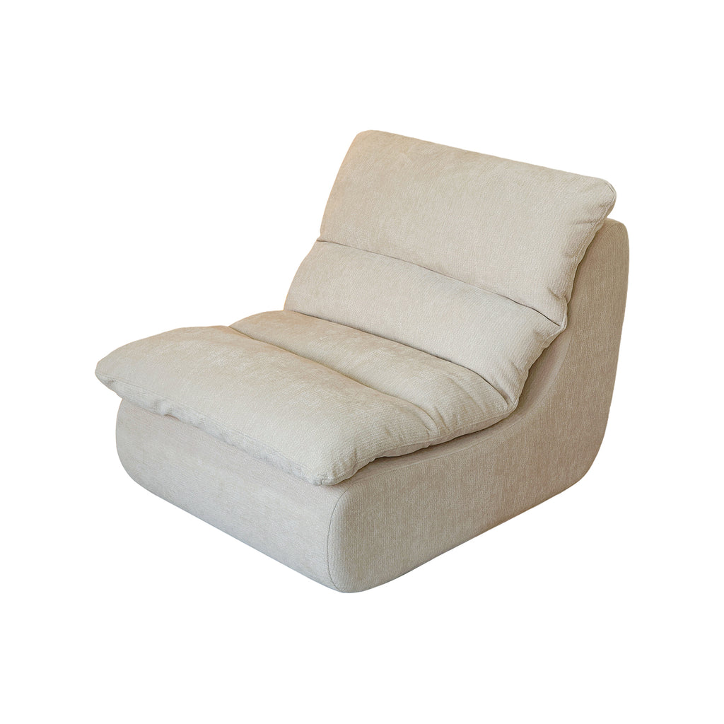 Un fauteuil à mémoire de forme haute densité, chaise de salon confortable en velours chenille, chaise de lecture détendue, pour salon, chambre, salle de jeux, blanc