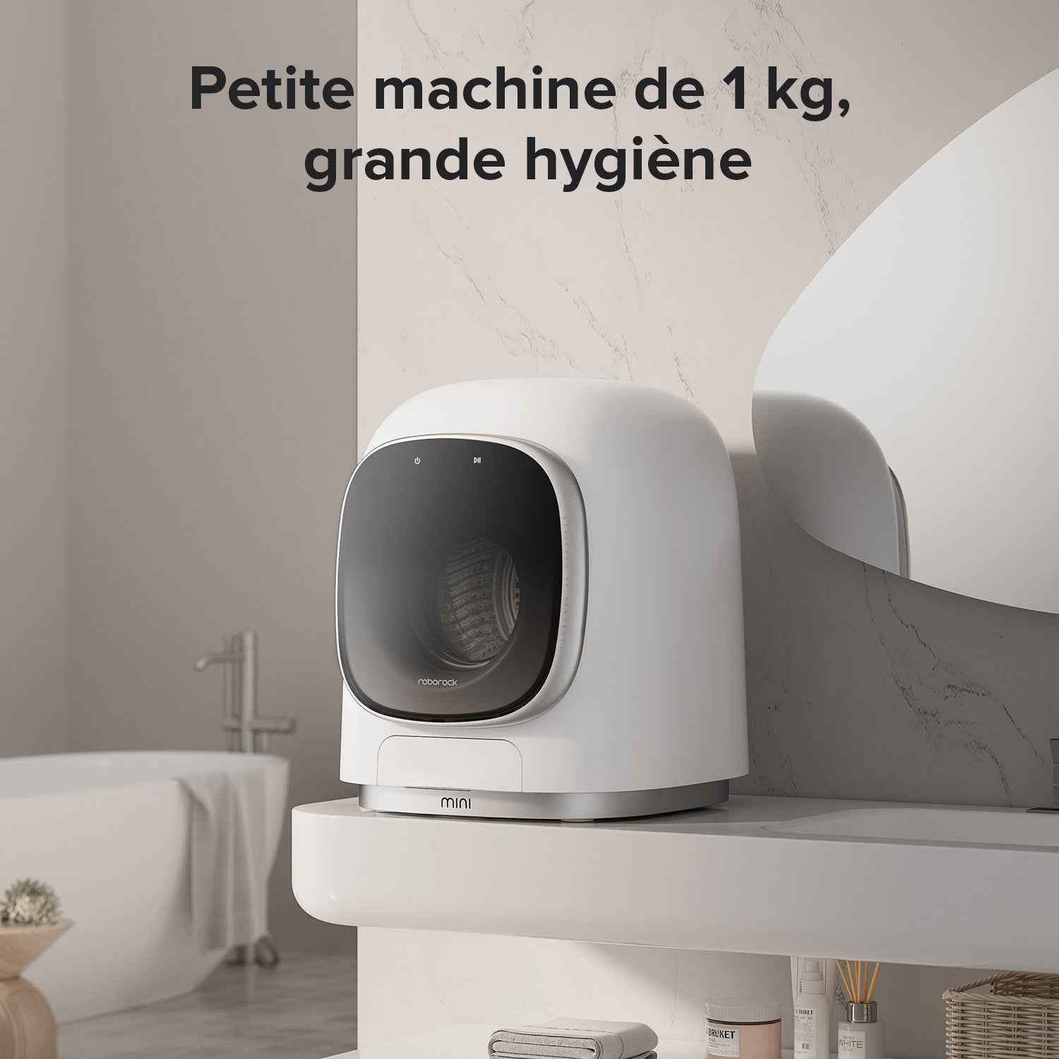 Roborock Marshmallow Zeo Mini - Lave-linge séchant blanc 1 kg de lavage et 0,5 kg de séchage, cycle Zeo séchage à basse température, système d'auto-nettoyage LintClear