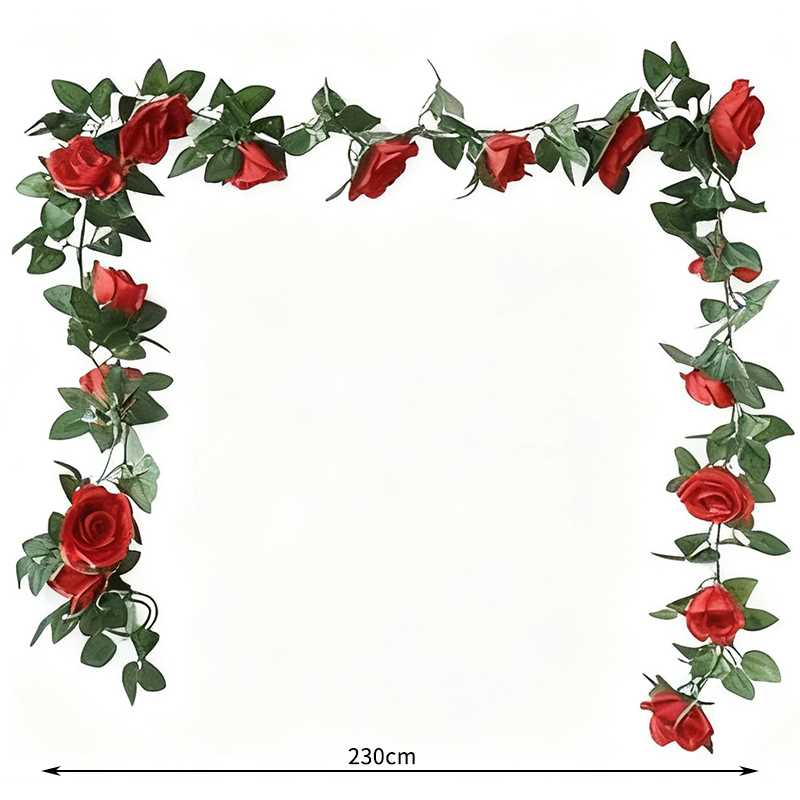 Wei's moment Lot de 2 Guirlandes de roses rouges artificielles, 7,54 ft, Plantes suspendues pour décoration de mariage jardin clôtures fête