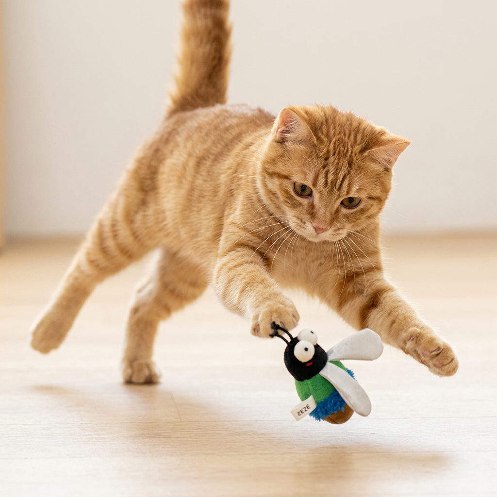 ZEZE Jouet pour chat avec herbe à chat en forme de moucheron vert