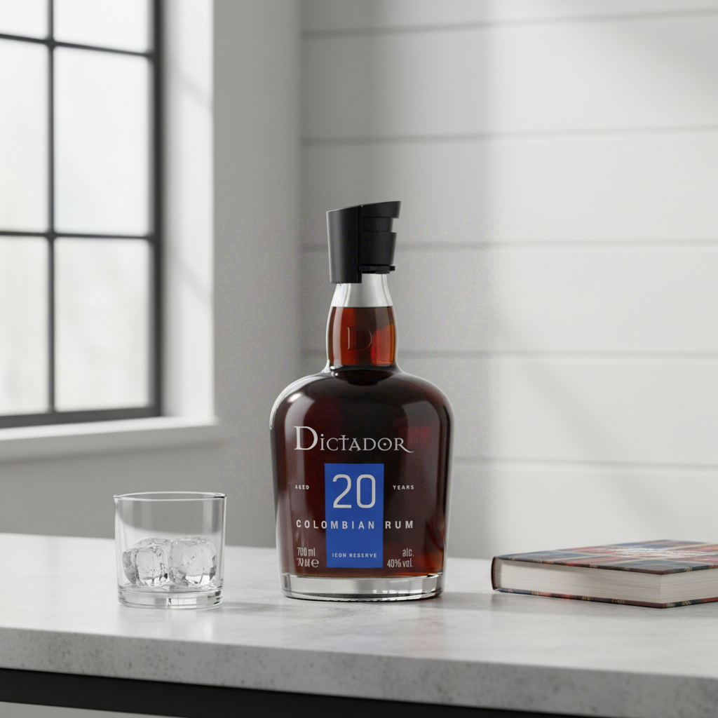 Dictador - 20 Ans - Rhum ambré vieilli - Origine : Colombie - Notes de vanille et cacao - Vieilli en fûts de bourbon et porto - 40 % alcool - 70 cl
