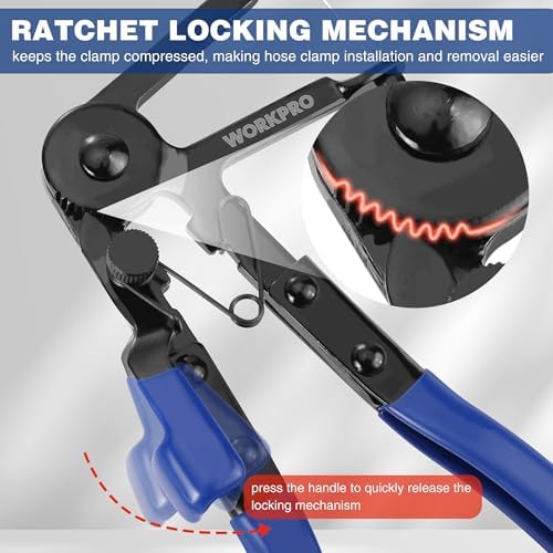 WORKPRO Pince à Collier de Serrage Flexible à Longue Portée, Pince à Collier de Serrage Flexible Type Câble 67 cm Outils de Réparation et d'Entretien Automobile pour Tuyaux de