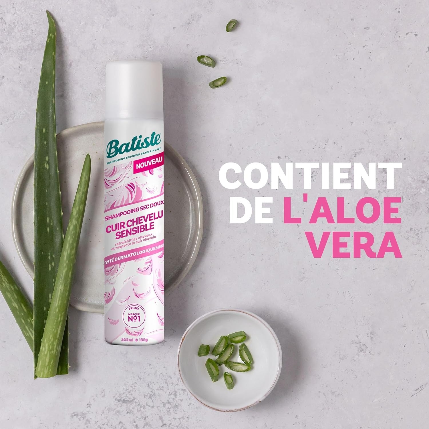 Batiste Shampooing sec pour cuir chevelu sensible à l'aloé vera - 200 ml