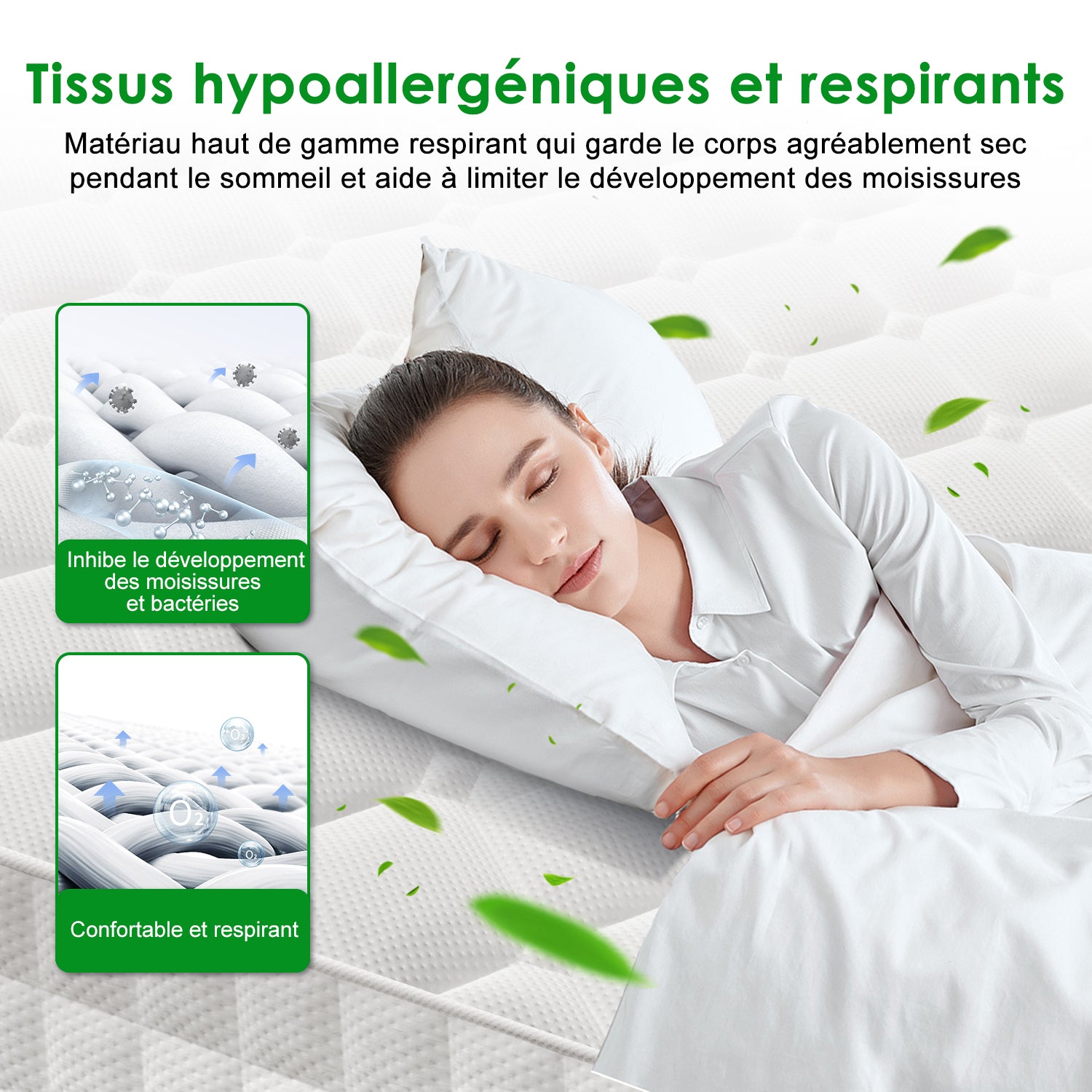 GTIMEX Matelas, Matelas à ressorts 7 zones, 90 x 200 cm, 22 cm de haut, H3, Matelas orthopédique, Avec drap-housse, Matière respirante, Pour enfants et adultes