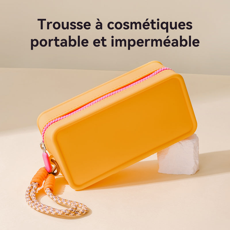 JORDAN&JUDY Trousse de rangement maquillage portable à main en silicone Colorblock 20*12*8 cm Jaune 1 pc