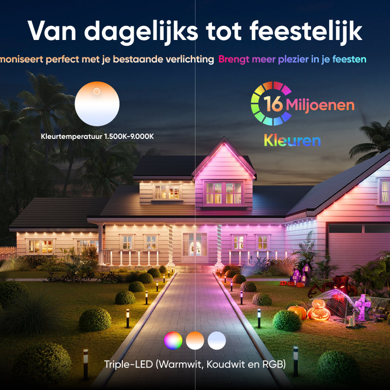 eufy E10 Lampes d’allée extérieures lot de 4 ampoules LED RGBWW connectées filaires, Étanchéité IP65, Pour jardin et terrasse, Contrôle Alexa et application