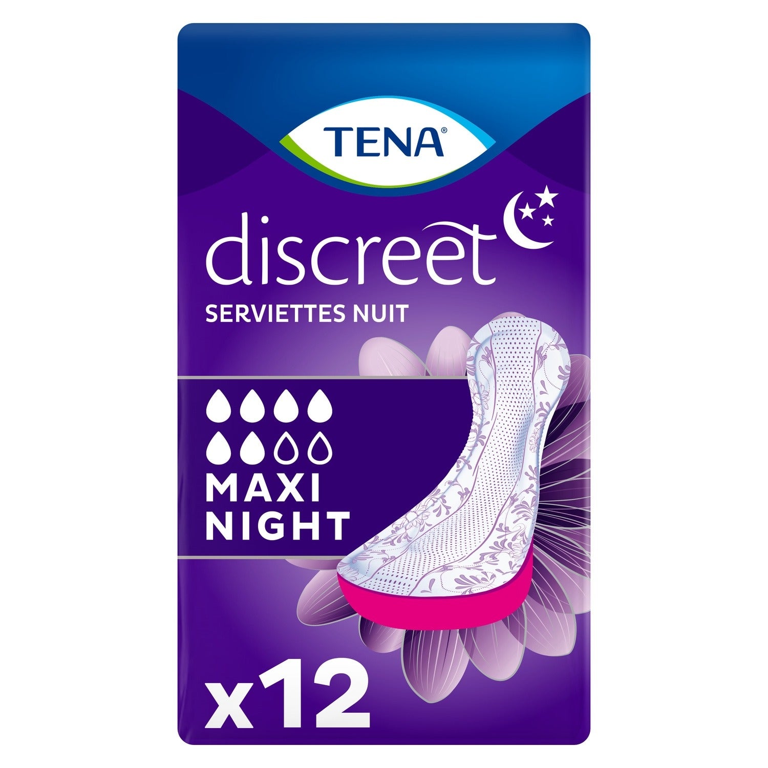 Tena Discreet Maxi nuit Serviettes d’incontinence pour femmes - 12 serviettes