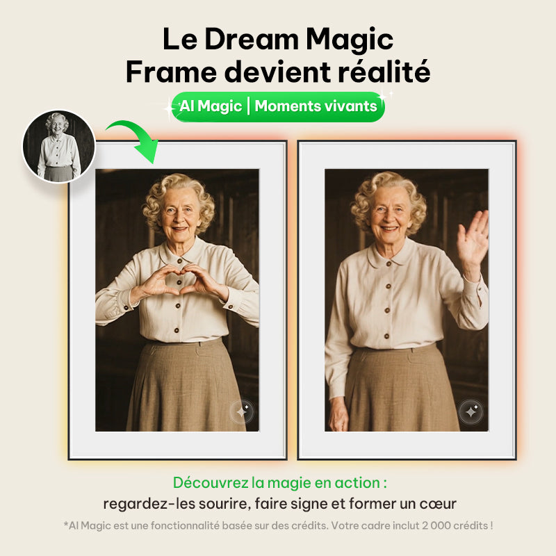 Magic Frame – Cadre Photo Numérique WiFi Full HD 10,1", Photos Anciennes Vivantes, Stockage Cloud Illimité, Affichage de Photos Numériques avec Configuration Facile, Cadeau pour Maman et Papa