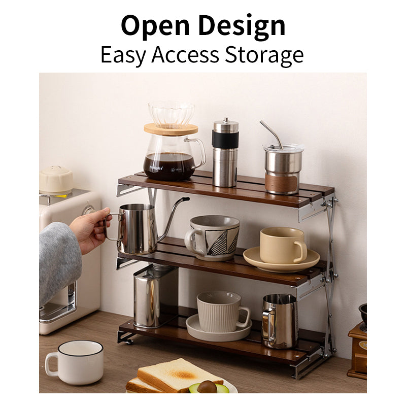 JORDAN&JUDY Étagère de rangement de bureau pliable à 3 niveaux, pour tasses et présentoir