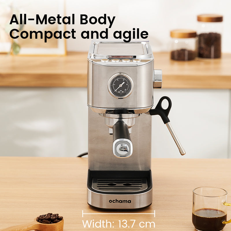 ochama Machine À Espresso Semi‑Automatique, Extraction Haute Pression 20Bar, Réservoir D’eau Amovible 0,9L, Fonction Réchauffage Des Tasses