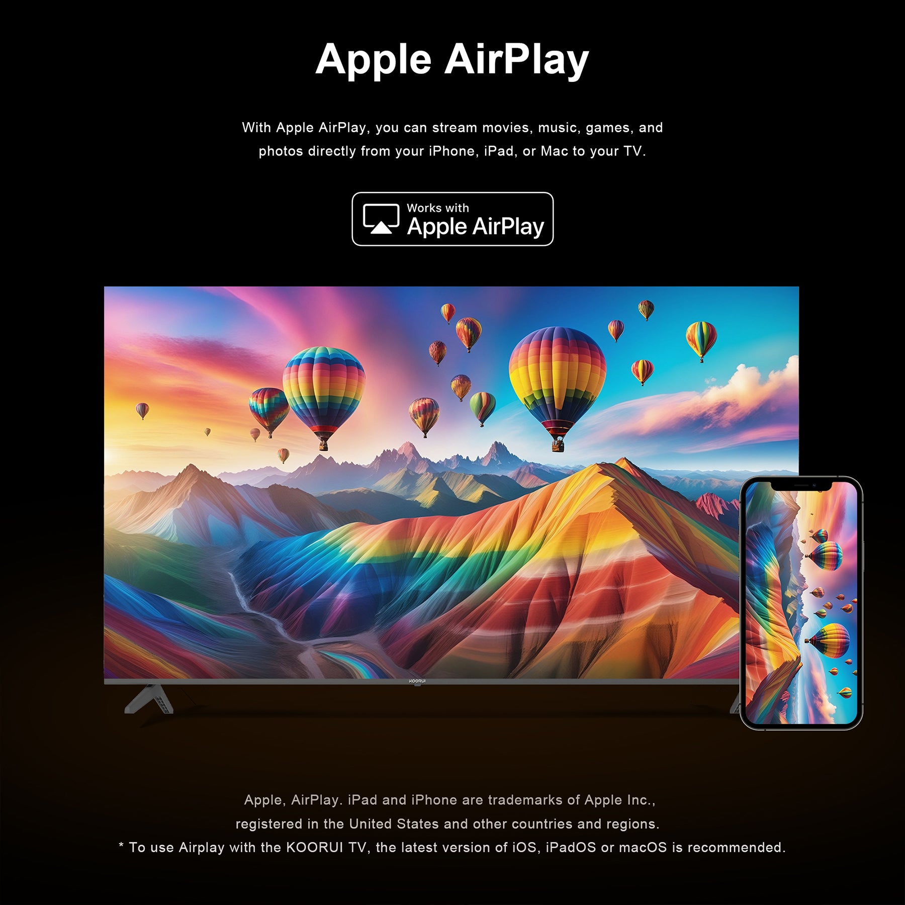 KOORUI K85D3UQ-T8, 85 pouces, 4K QLED, TIZEN TV, Design sans bords, Son dynamique avec Dolby Audio, Finition métallique haut de gamme