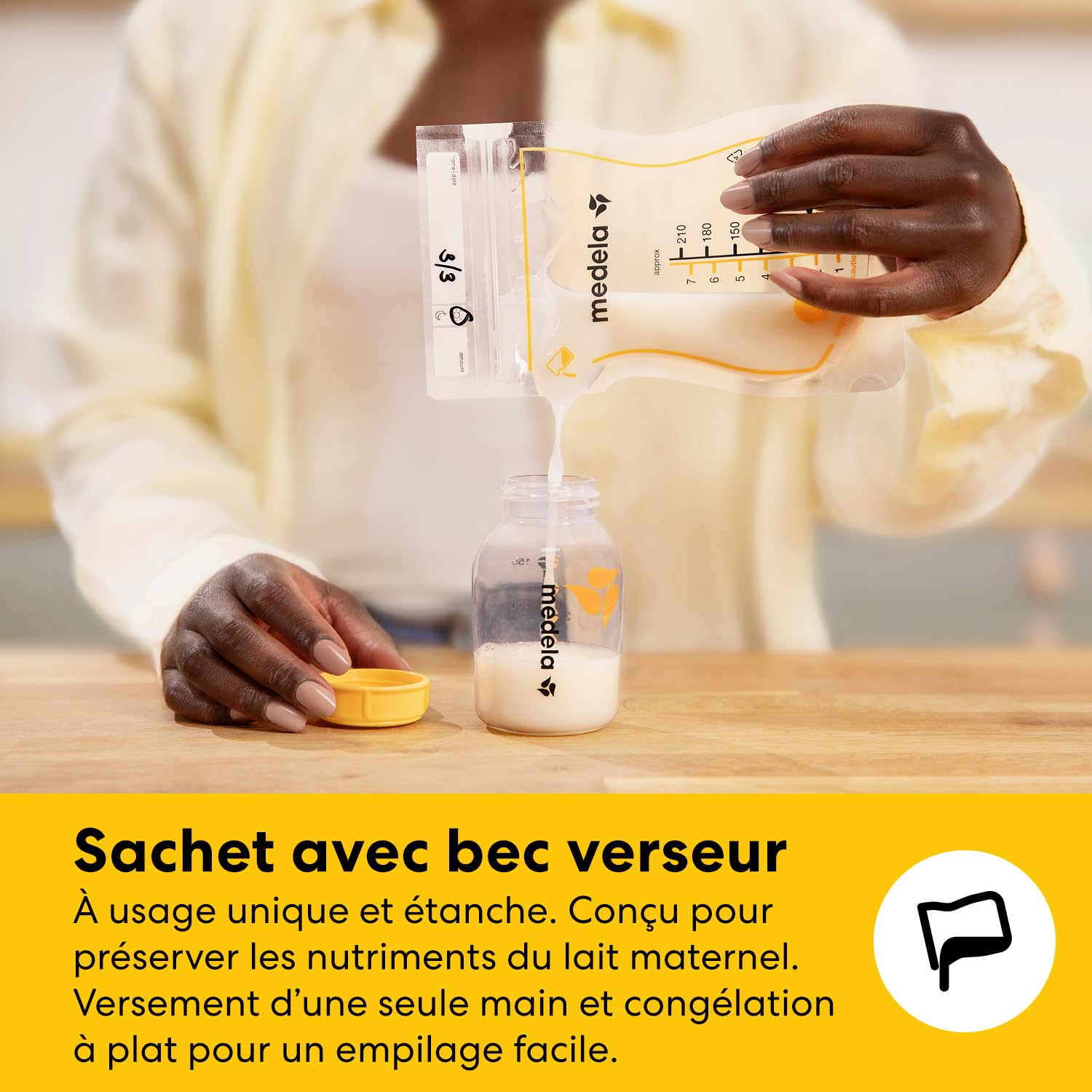 MEDELA Kit conservation lait maternel tout-en-un - 4 Biberons 150 ml, 4 Sachets Easy Pour, 1 Sachet réutilisable, 1 Sachet Micro-ondes Quick Clean et Sac isotherme avec bloc réfrigérant