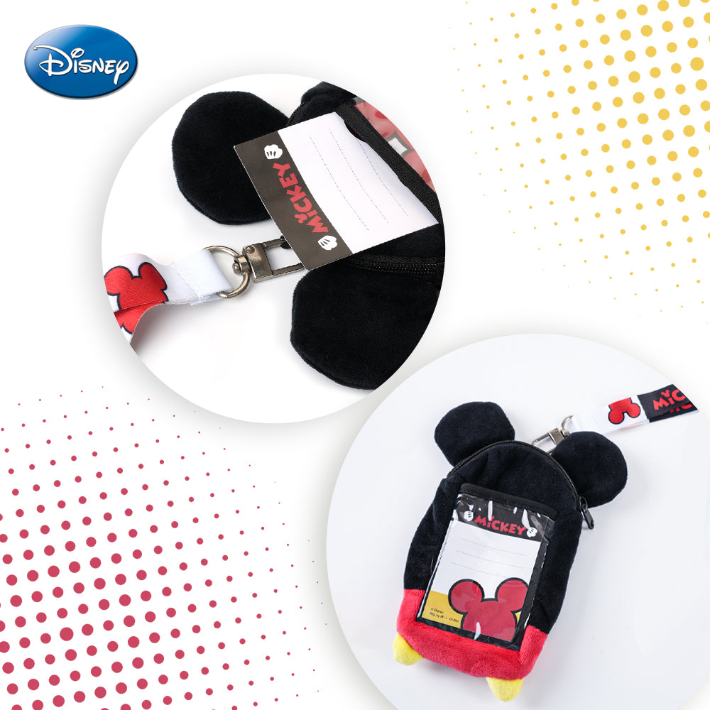 Disney 1 pièce Pochette tour de cou en peluche Mickey Mouse, sous licence officielle, dessin animé mignon, films d’animation, produit dérivé en peluche douce