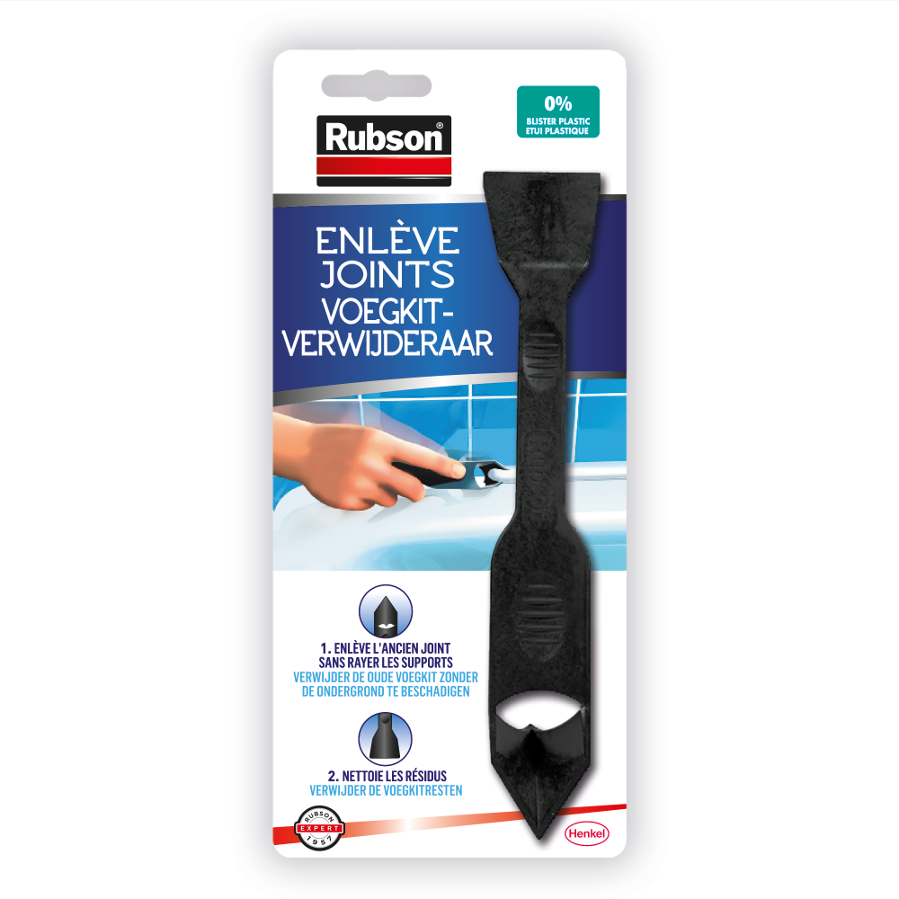 Henkel Rubson | Enlève Joints à double embout – Outil pour enlever l'ancien joint sans rayer les supports – Raclette de finition pour nettoyer les résidus