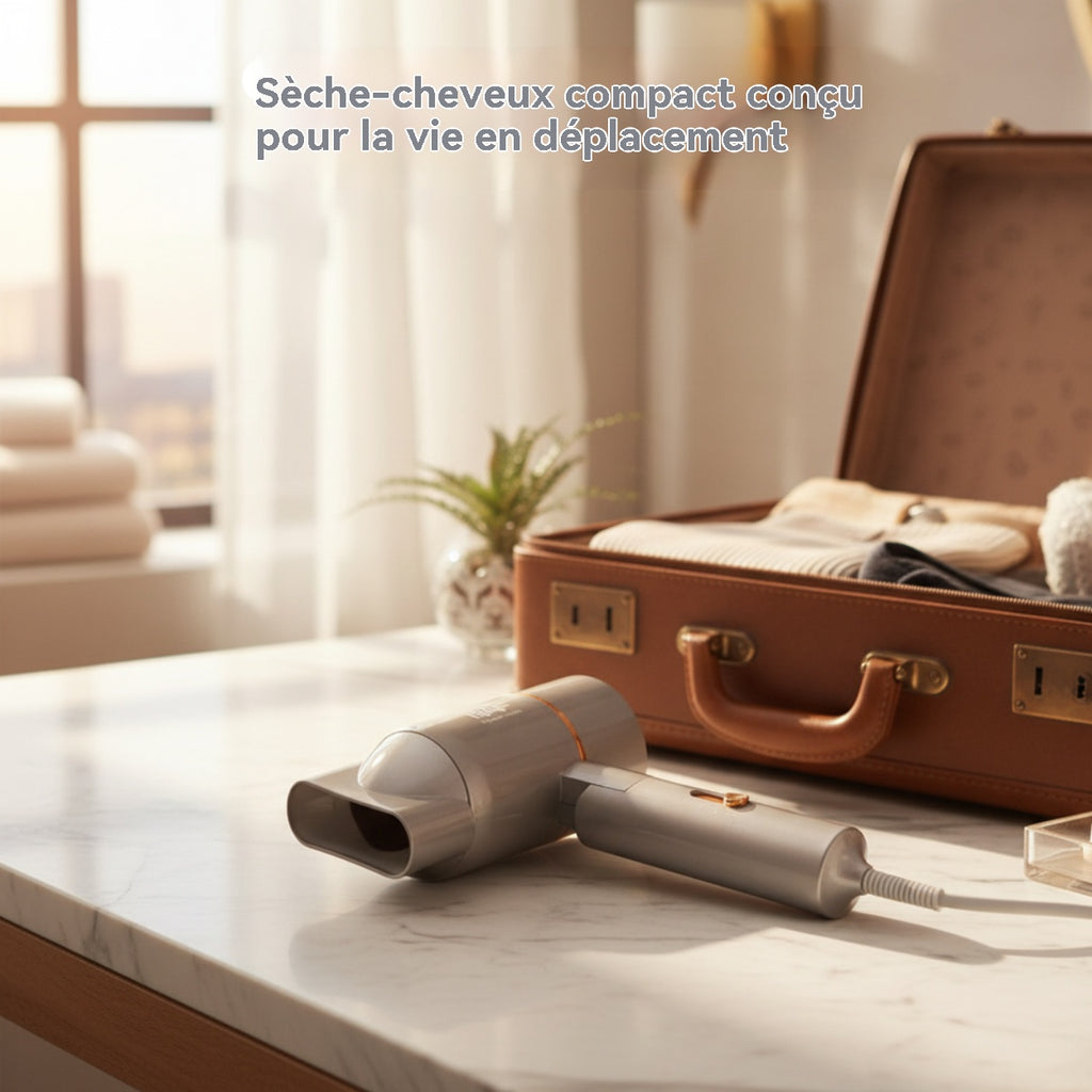 RAF Sèche-cheveux pliable professionnel portable 800 W, protection contre la surchauffe, format compact de voyage, pour femme, usage domestique, gris