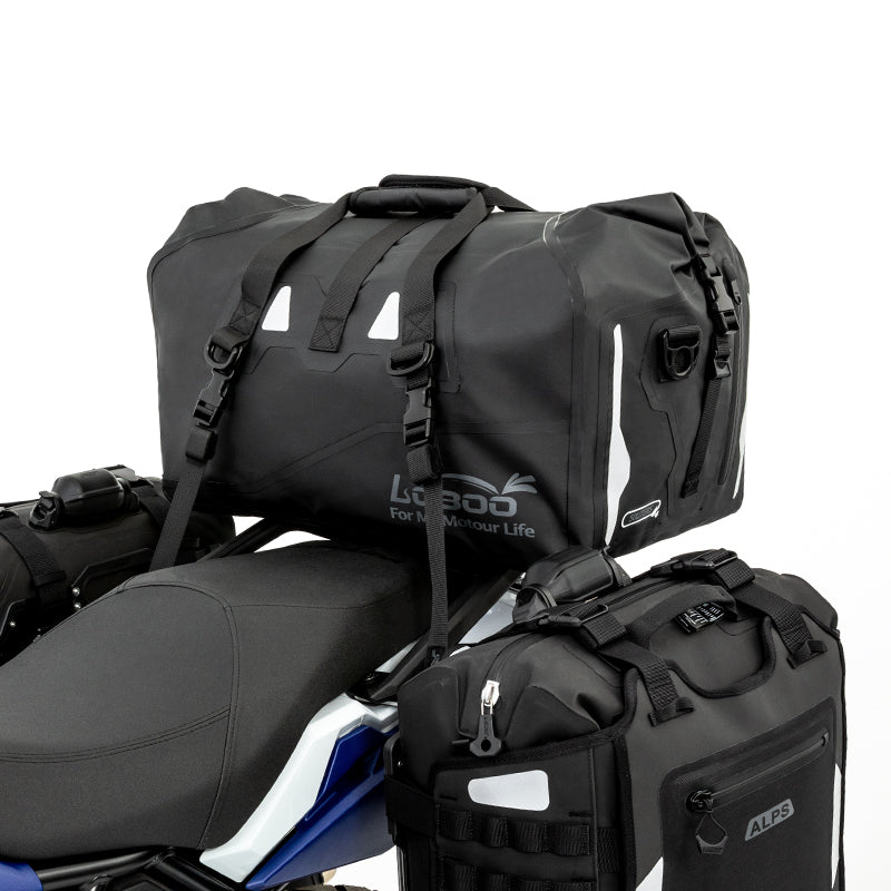 LOBOO Wanderer Série de sacs de transport imperméables pour moto 40 L | sac de voyage à fermeture par enroulement avec valve d’aération