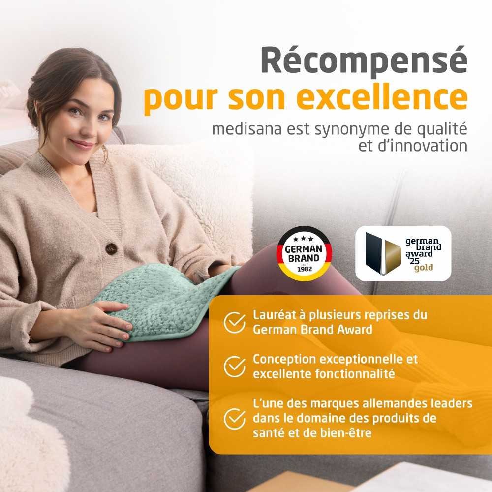 medisana HP 517 Coussin chauffant, Vert, Ultra-doux, 4 niveaux de chaleur, Arrêt automatique