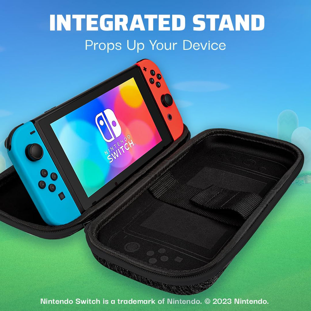 PDP Étui Rigide Travel Case Mario Nintendo Switch, Switch Lite et OLED - Plateau Amovible - Design Élégant - Licence Officielle Super Mario - Motif Escape - Bleu et blanc
