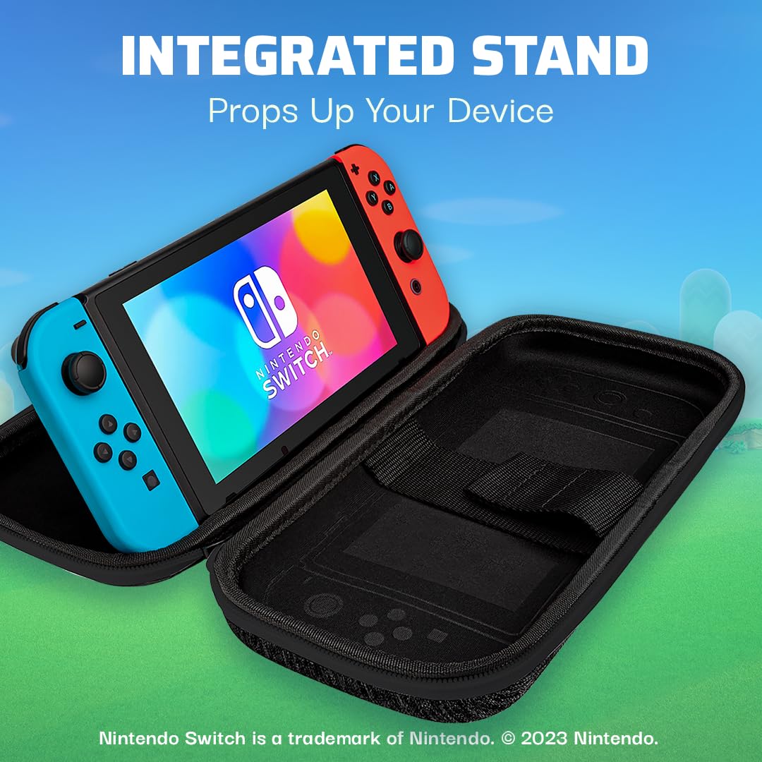 PDP Étui Rigide Travel Case Mario Nintendo Switch, Switch Lite et OLED - Plateau Amovible - Design Élégant - Licence Officielle Super Mario - Motif Escape - Bleu et blanc
