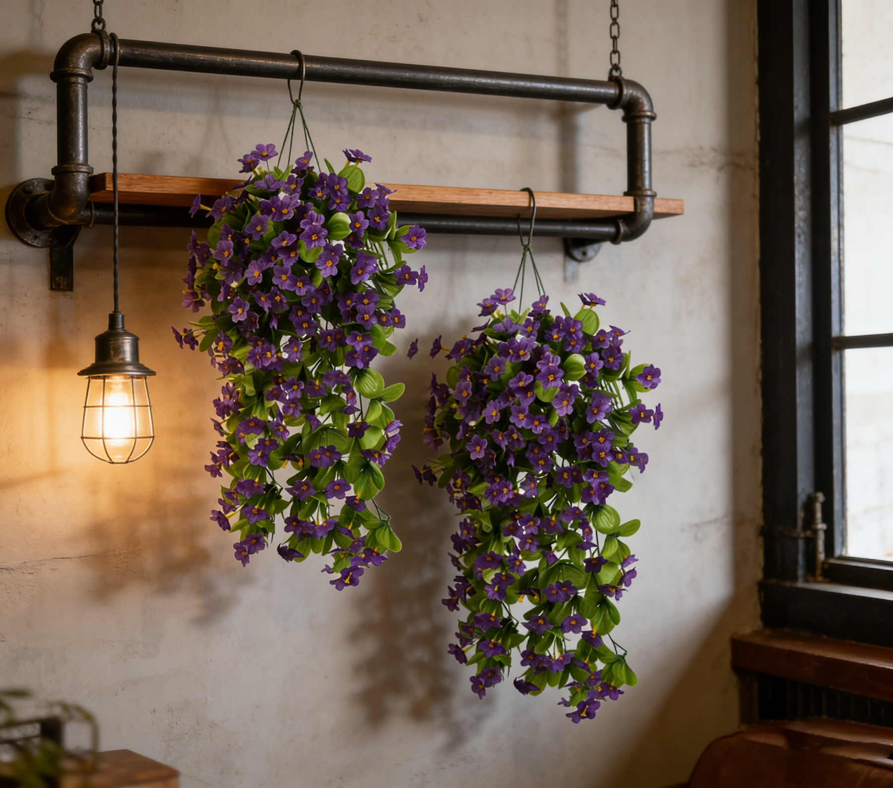 Yuejia 2 pièces plantes à fleurs suspendues artificielles 30,7 po / 78 cm, Décoration extérieure printemps été