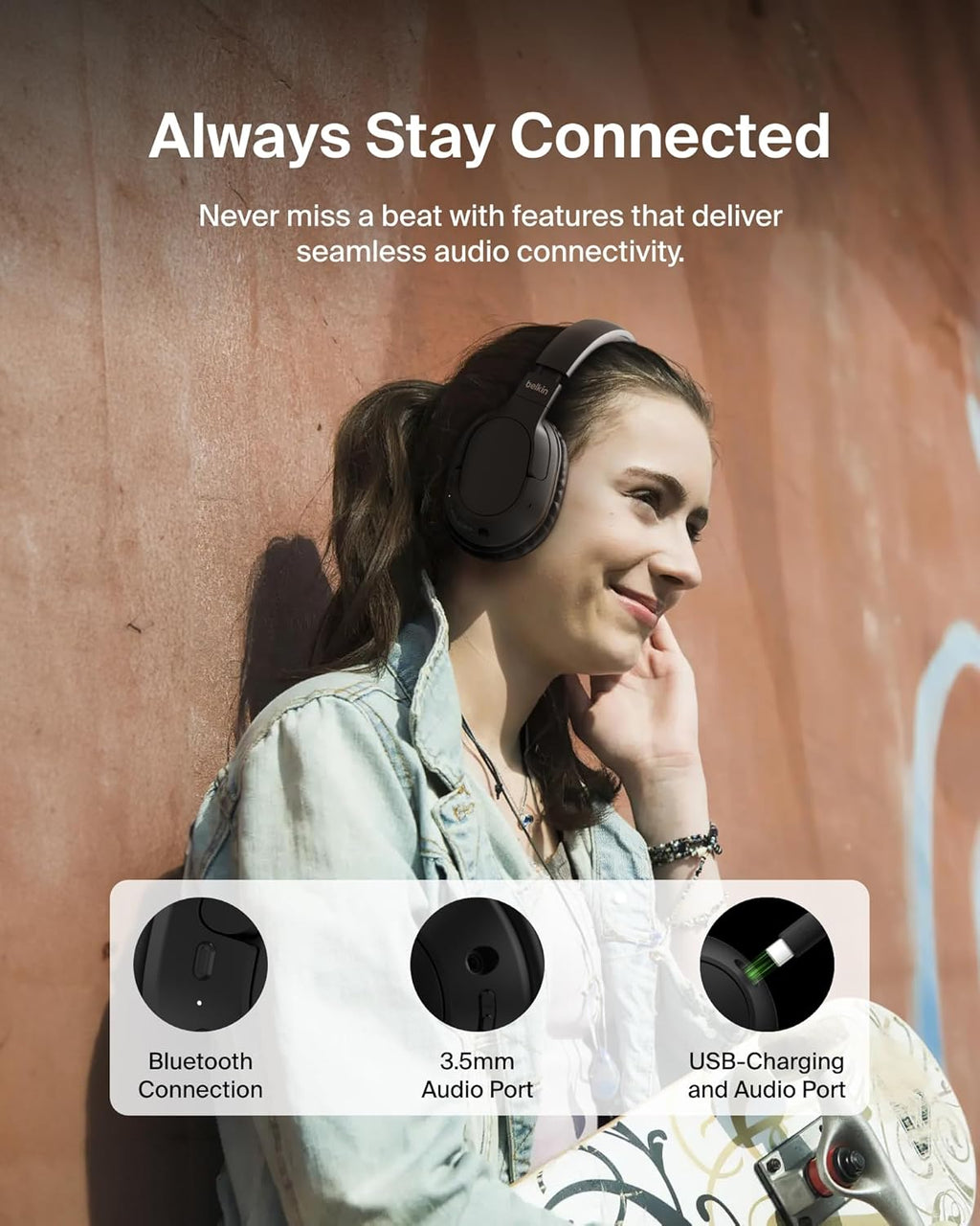 Belkin Soundform Surround casque audio sans fil, noir