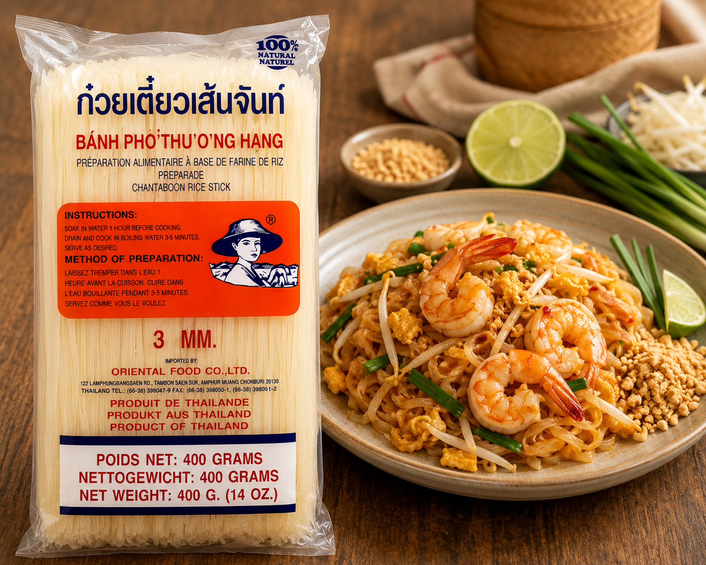 Farmer Brand Nouilles de riz droites 3 mm 400 g