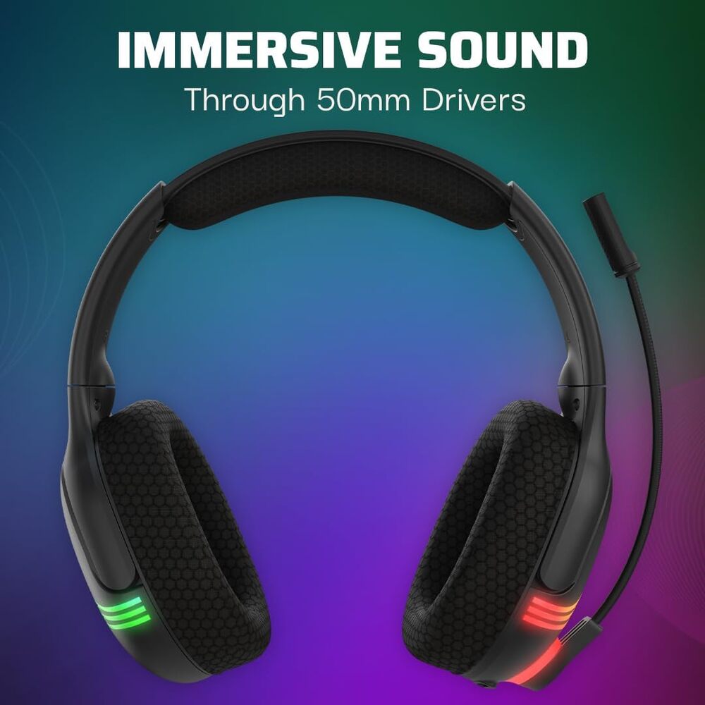 PDP Casque sans Fil Afterglow Wave Xbox one et Series X|S - RGB Personnalisable - Haut-Parleurs 50 mm - Bluetooth et Dongle Faible Latence - Micro Réducteur de Bruit - Licence Officielle - Noir