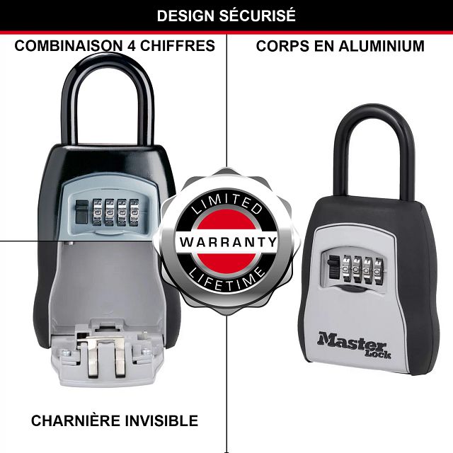 Master Lock boîte à clés portable avec anse de suspension, format moyen 90 x 157 x 40 mm, pour usage extérieur, pour la maison, le bureau, les entreprises et les véhicules