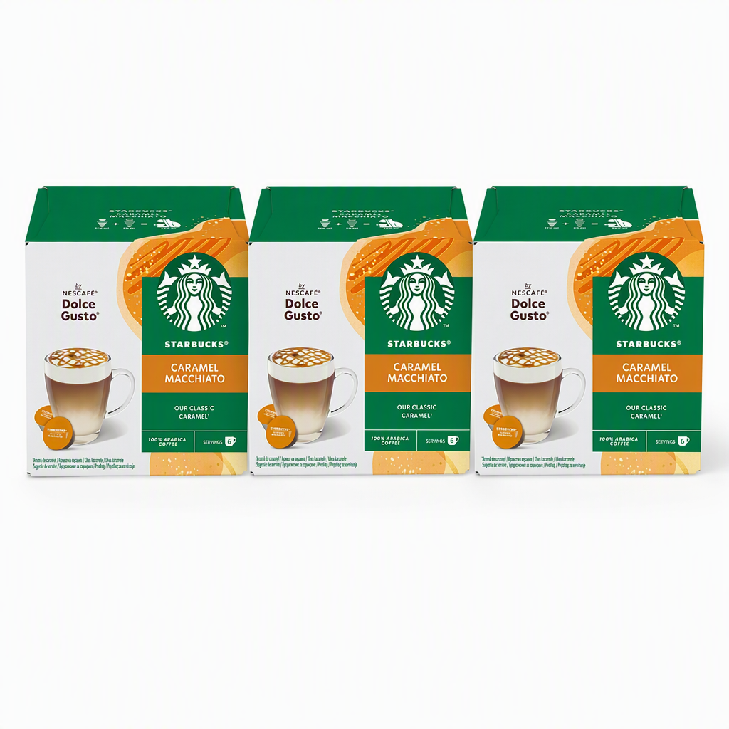 Starbucks Capsules de Café Caramel Macchiato Compatibles Dolce Gusto x12 127,8 g (Lot de 3)