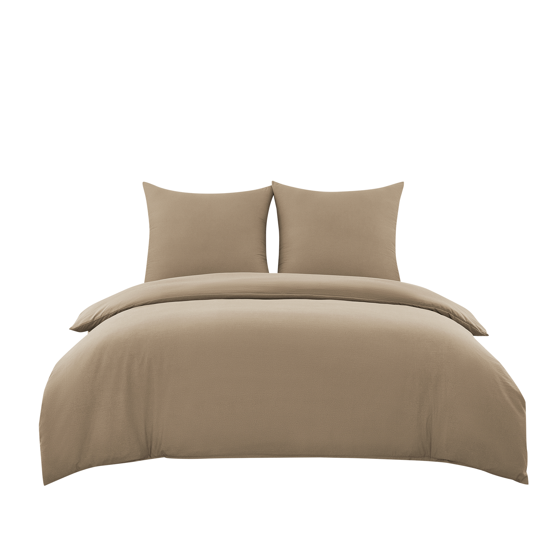 Ensemble housse de couette et taies d'oreiller en coton imitation lavé, kaki, 200 x 240 cm + 80 x 80 cm x 2