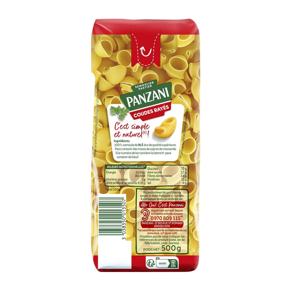 Panzani Pâtes coudes rayés - 500 g