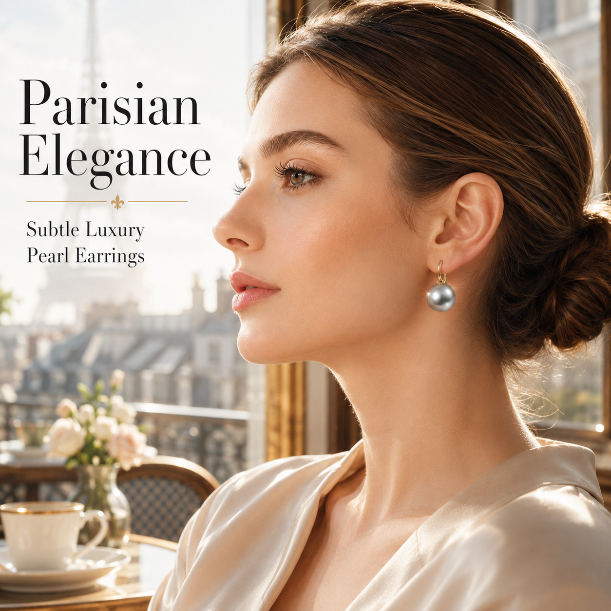 VoxorAI EH5 - Boucles d'oreilles perles gris foncé, puces d'oreilles, pendantes, luxe haut de gamme, style de niche, nouveauté polyvalente, article phare