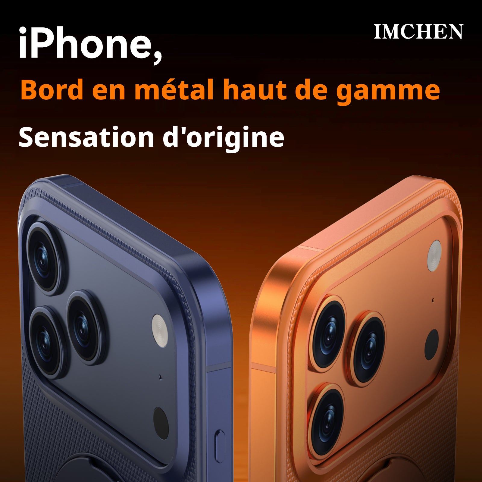 Coque pour iPhone 17 Pro Max, cadre en alliage, support métallique rotatif à 360°, anneau de maintien en cuir de qualité supérieure, anti-choc, Bleu, 1 pièce