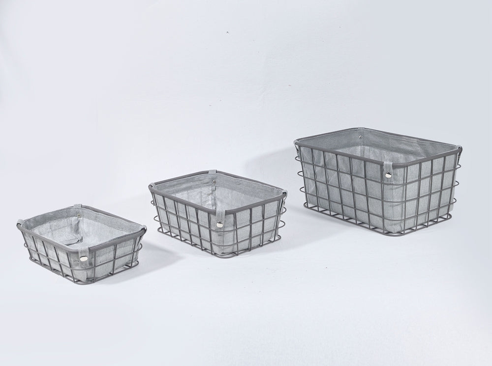KEVAHOME panier de rangement en maille métallique gris taille S/lot de 3 doublure intérieure grise 15.5×11.5×7.5 pouces 13×9×5 pouces 11.5×7.5×3.5 pouces promotion du Nouvel An