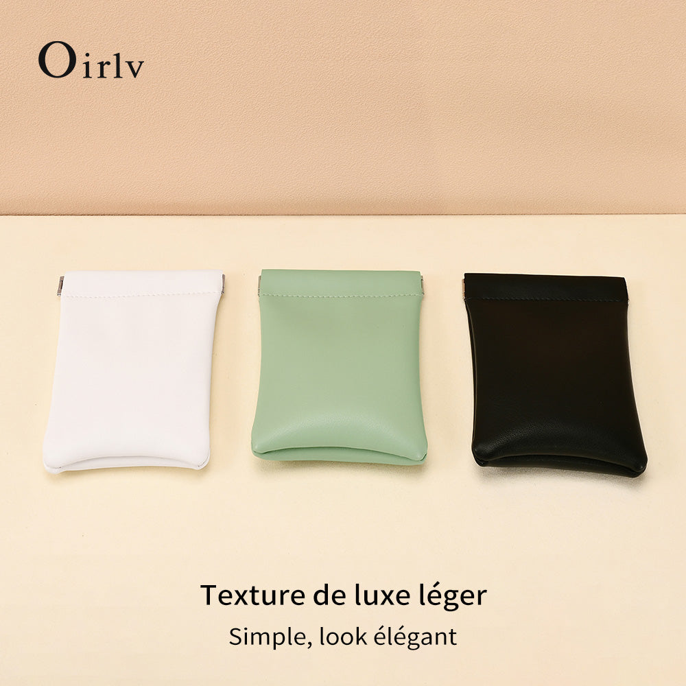 Oirlv 2 pcs Mini Trousse de Maquillage Automatique Fermée Étanche Cuir PU Sac de Rangement pour Écouteurs Sac à Pièces Sac Portefeuille Zéro Sac de Rangement pour Rouge à Lèvres Bijoux