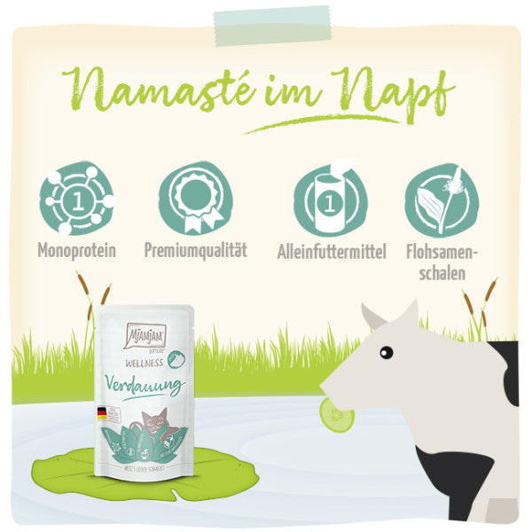 MjAMJAM Nourriture humide pour chat au bœuf soutien digestif bien-être 125 g