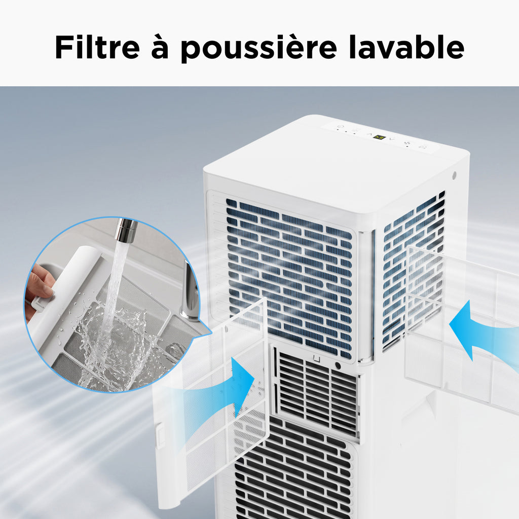 Climatiseur mobile TCL 9000 BTU, Mode 3 en 1 refroidissement / ventilateur / déshumidificateur, Refroidissement uniquement, Télécommande, Kit pour fenêtre coulissante inclus, Classe énergétique A.