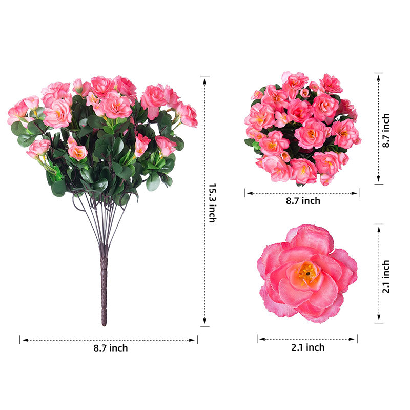 Yuejia Lot de 6 bouquets de fleurs artificielles en soie camélia rose - 38 cm