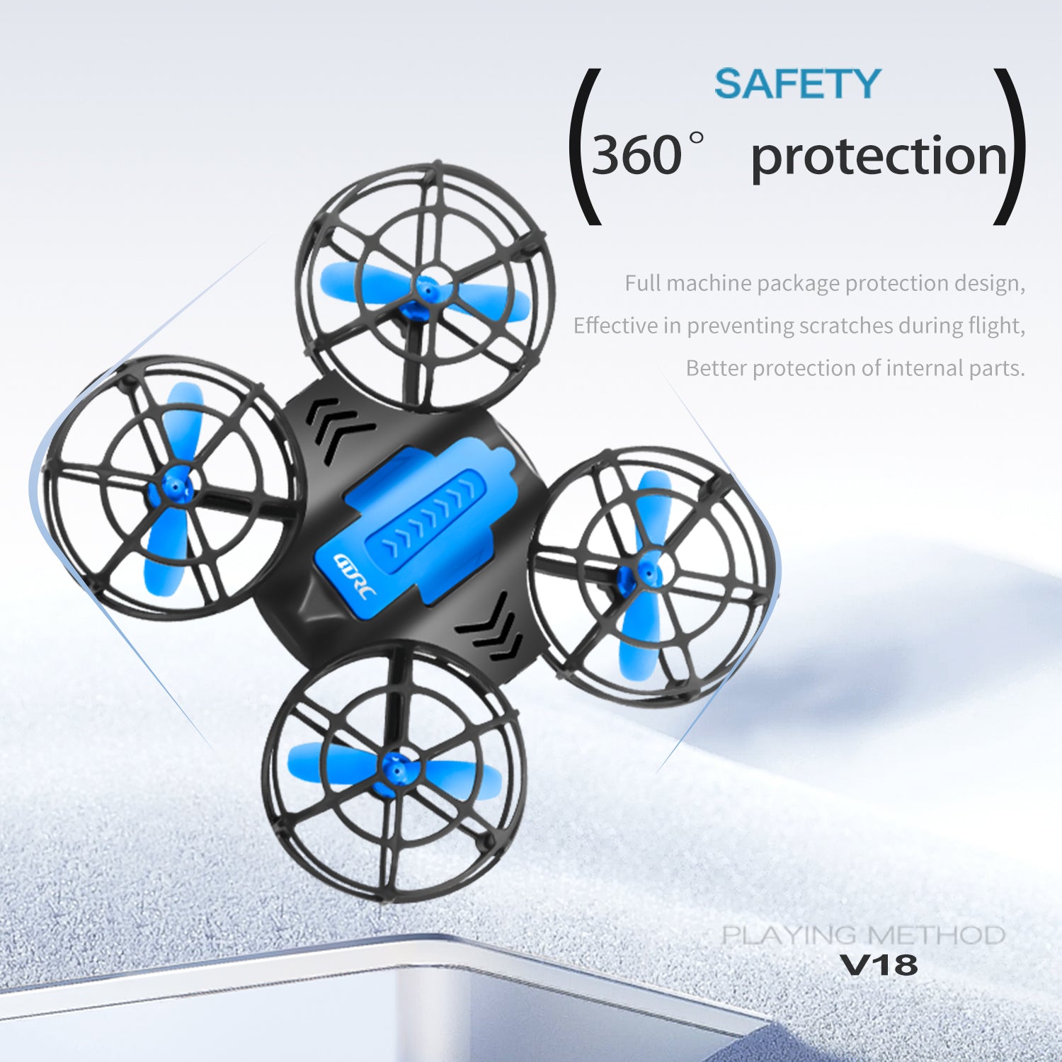 4DRC V18 Mini Drone pour enfants débutants, Quadricoptère RC avec 2 batteries, Longue autonomie, Contrôle automatique de l'altitude, Figures de tonneau 3D, Mode sans tête