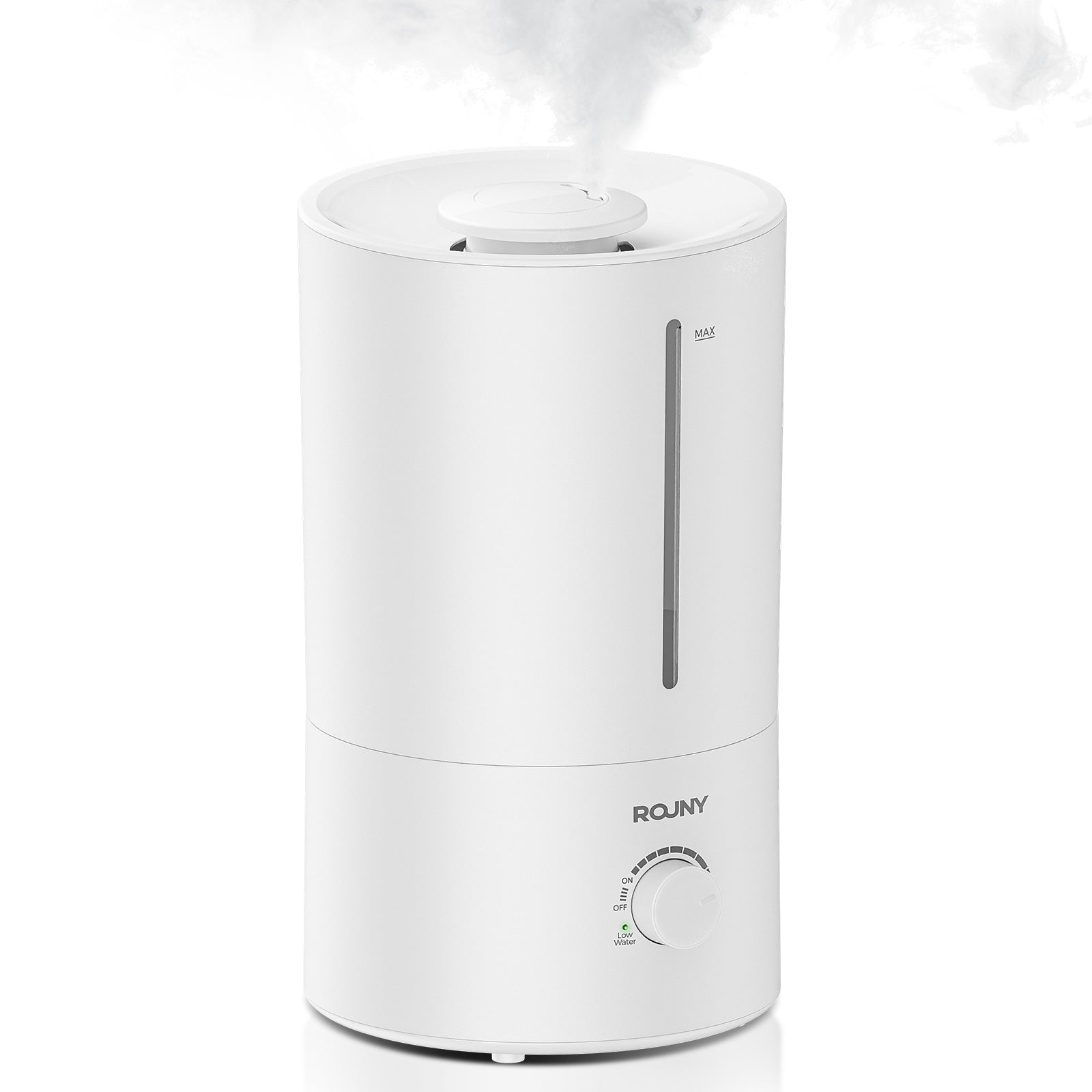 ROUNY Humidificateur d'air ultrasonique MOS W3, réservoir de remplissage supérieur de 4 L, 23 W, débit de brume de 350 ml/h, brume froide à 360°, fonctionnement silencieux ≤ 38 dB