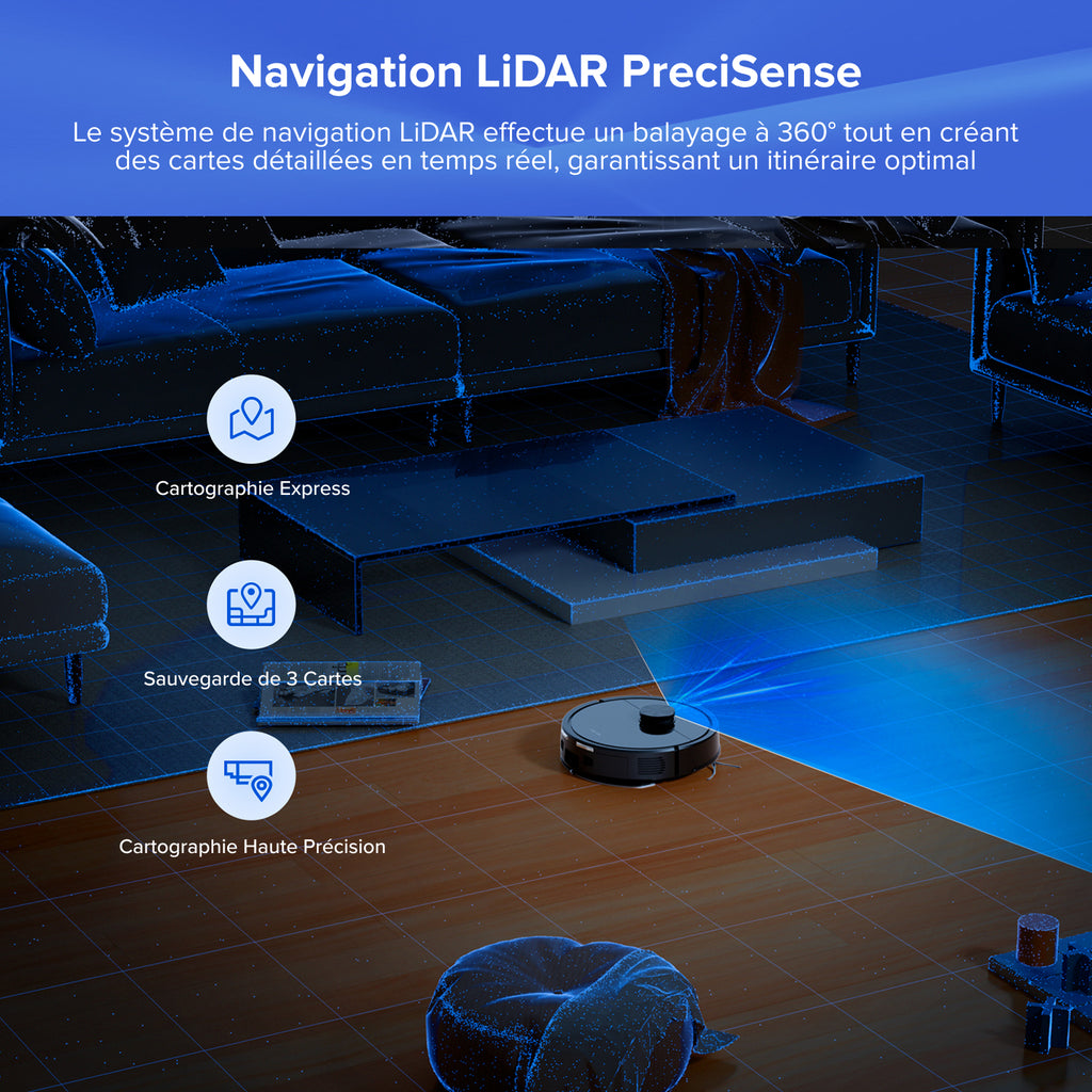 Roborock Q7 L5+ Aspirateur robot avec fonction de lavage, vidage automatique du poussier, double système anti-emmêlement, puissance d'aspiration de 8 000 Pa, navigation LiDAR